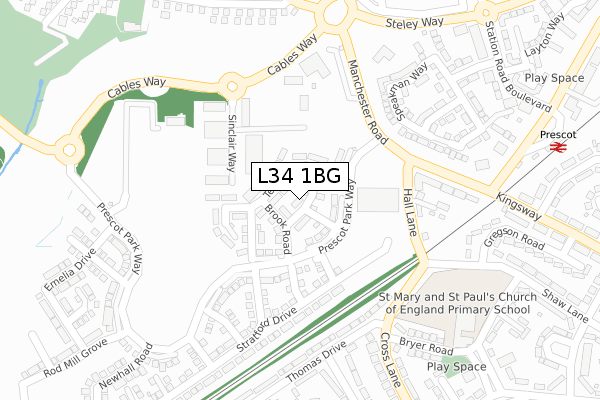 L34 1BG map - large scale - OS Open Zoomstack (Ordnance Survey)