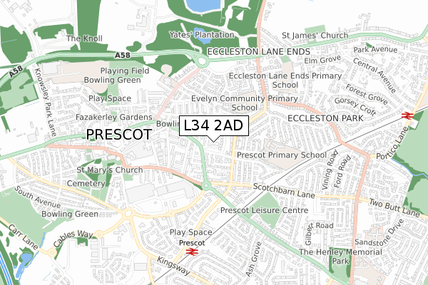 L34 2AD map - small scale - OS Open Zoomstack (Ordnance Survey)