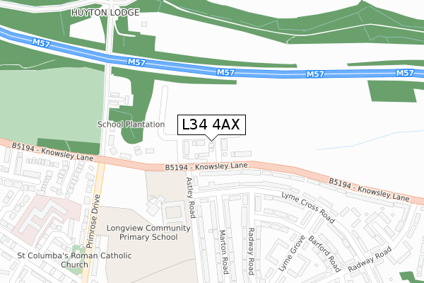 L34 4AX map - large scale - OS Open Zoomstack (Ordnance Survey)