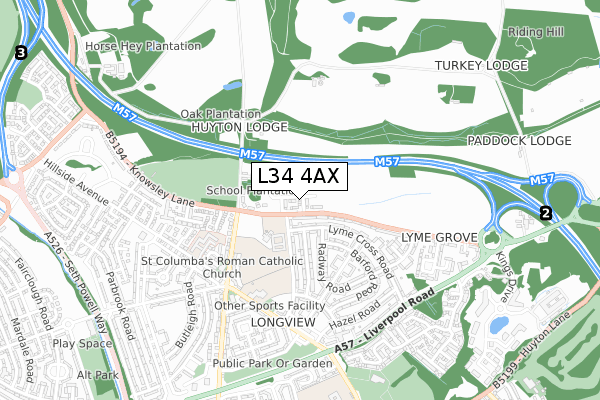 L34 4AX map - small scale - OS Open Zoomstack (Ordnance Survey)