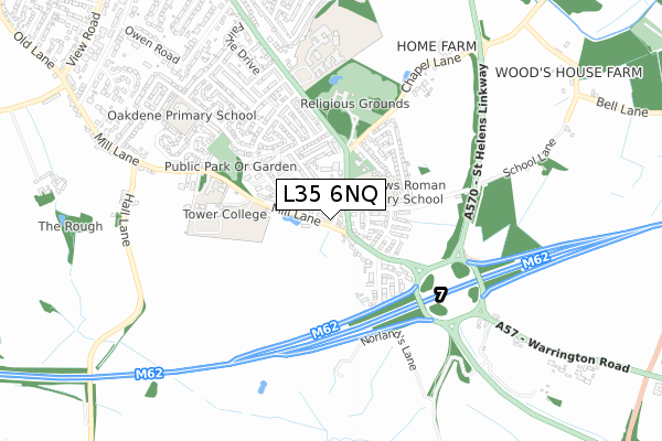 L35 6NQ map - small scale - OS Open Zoomstack (Ordnance Survey)