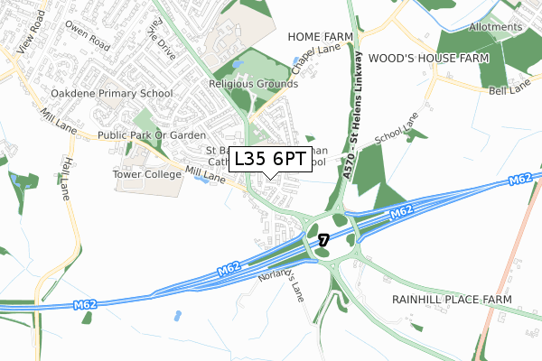 L35 6PT map - small scale - OS Open Zoomstack (Ordnance Survey)