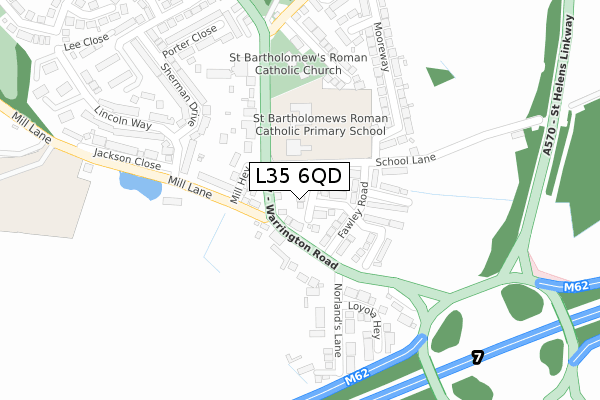 L35 6QD map - large scale - OS Open Zoomstack (Ordnance Survey)