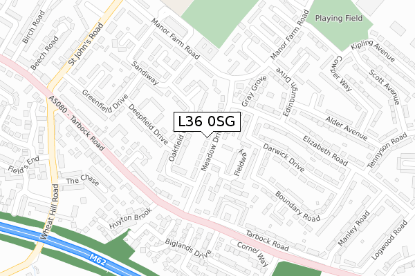 L36 0SG map - large scale - OS Open Zoomstack (Ordnance Survey)