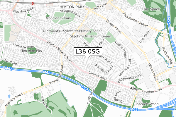 L36 0SG map - small scale - OS Open Zoomstack (Ordnance Survey)