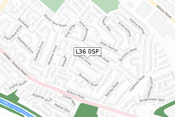L36 0SP map - large scale - OS Open Zoomstack (Ordnance Survey)