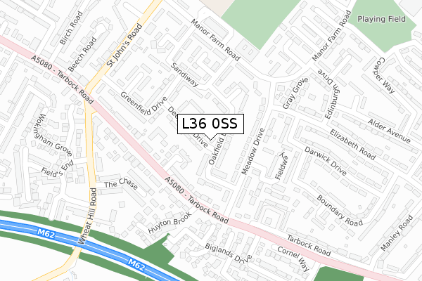 L36 0SS map - large scale - OS Open Zoomstack (Ordnance Survey)