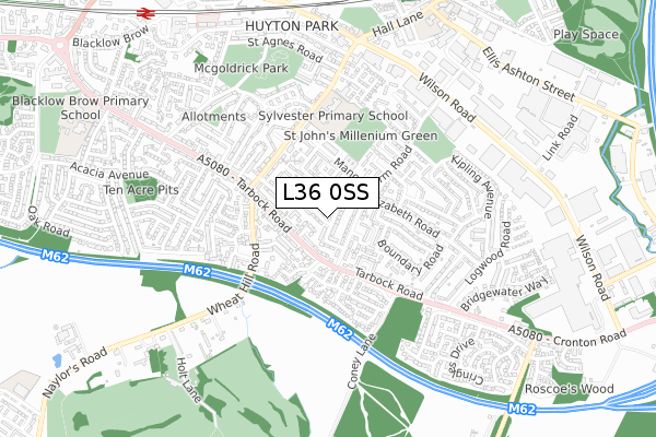 L36 0SS map - small scale - OS Open Zoomstack (Ordnance Survey)