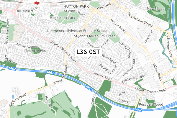 L36 0ST map - small scale - OS Open Zoomstack (Ordnance Survey)