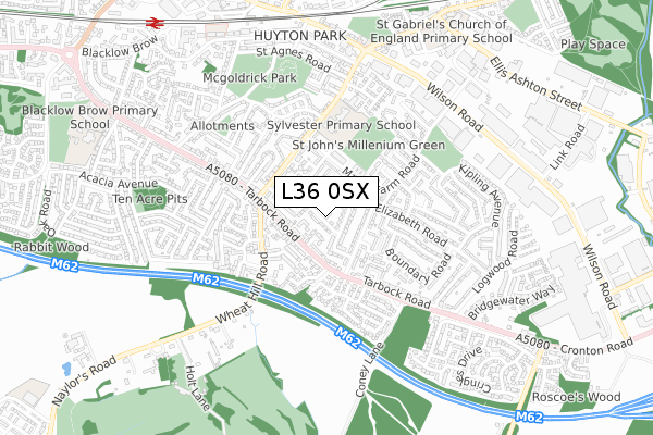 L36 0SX map - small scale - OS Open Zoomstack (Ordnance Survey)