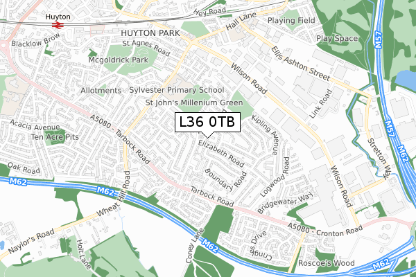 L36 0TB map - small scale - OS Open Zoomstack (Ordnance Survey)