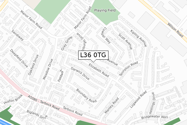 L36 0TG map - large scale - OS Open Zoomstack (Ordnance Survey)