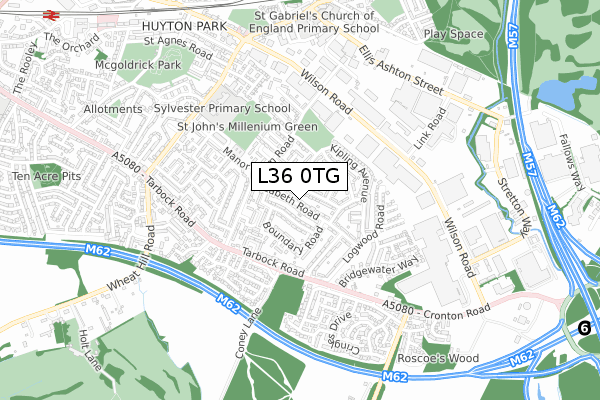 L36 0TG map - small scale - OS Open Zoomstack (Ordnance Survey)
