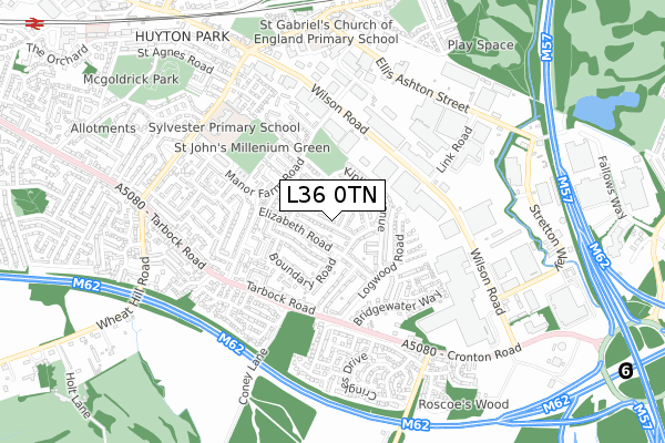 L36 0TN map - small scale - OS Open Zoomstack (Ordnance Survey)