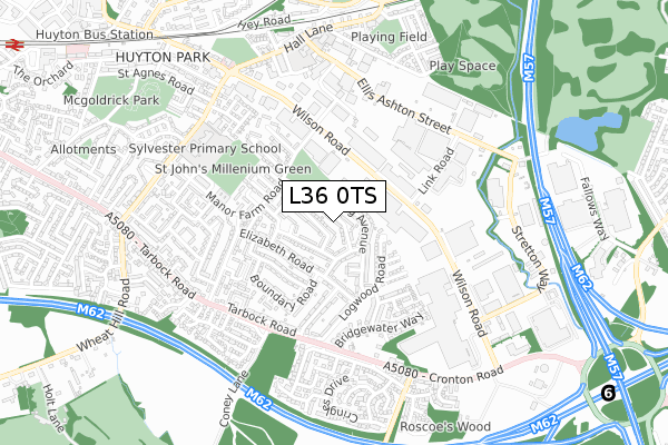 L36 0TS map - small scale - OS Open Zoomstack (Ordnance Survey)