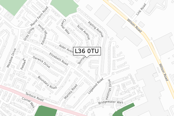 L36 0TU map - large scale - OS Open Zoomstack (Ordnance Survey)