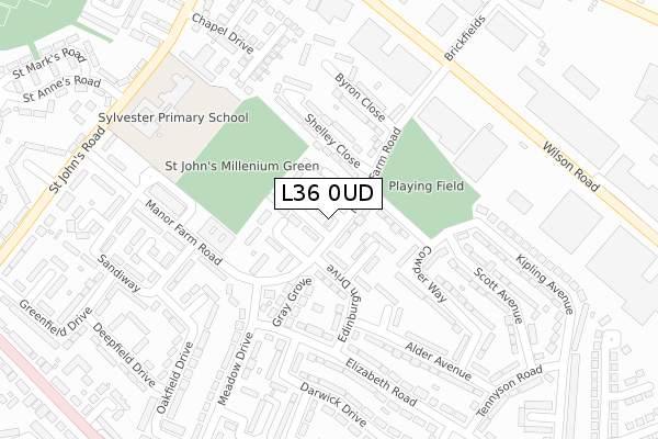 L36 0UD map - large scale - OS Open Zoomstack (Ordnance Survey)