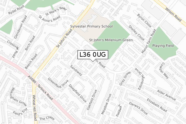 L36 0UG map - large scale - OS Open Zoomstack (Ordnance Survey)