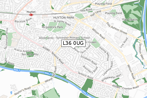 L36 0UG map - small scale - OS Open Zoomstack (Ordnance Survey)