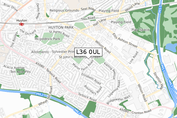 L36 0UL map - small scale - OS Open Zoomstack (Ordnance Survey)