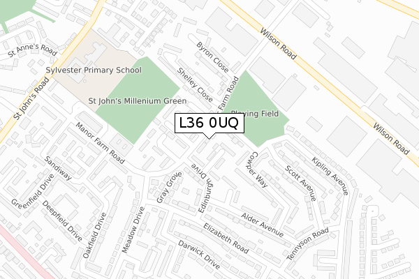 L36 0UQ map - large scale - OS Open Zoomstack (Ordnance Survey)
