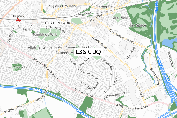 L36 0UQ map - small scale - OS Open Zoomstack (Ordnance Survey)