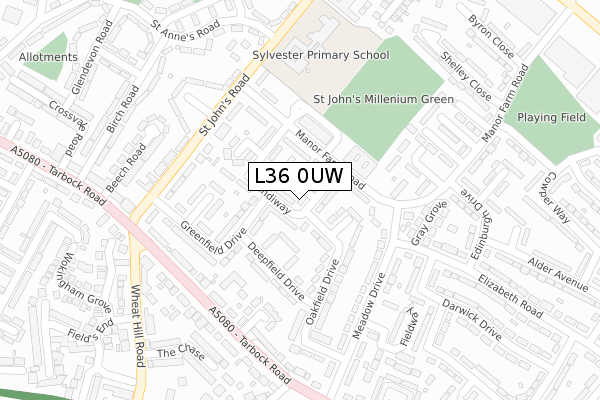 L36 0UW map - large scale - OS Open Zoomstack (Ordnance Survey)