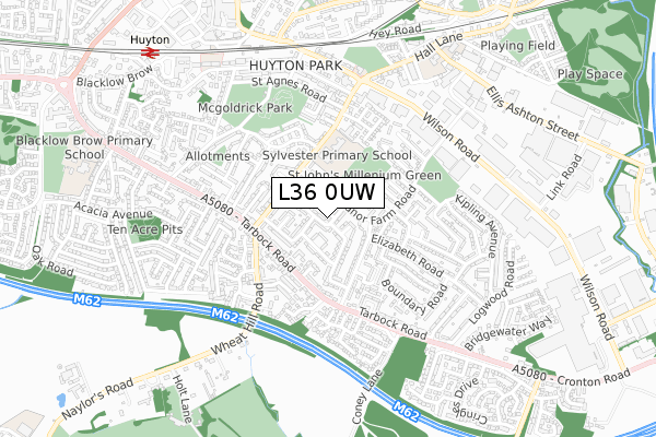 L36 0UW map - small scale - OS Open Zoomstack (Ordnance Survey)