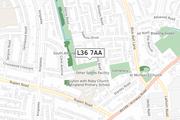 L36 7AA map - large scale - OS Open Zoomstack (Ordnance Survey) L36 7AA map - large scale - OS Open Zoomstack (Ordnance Survey)