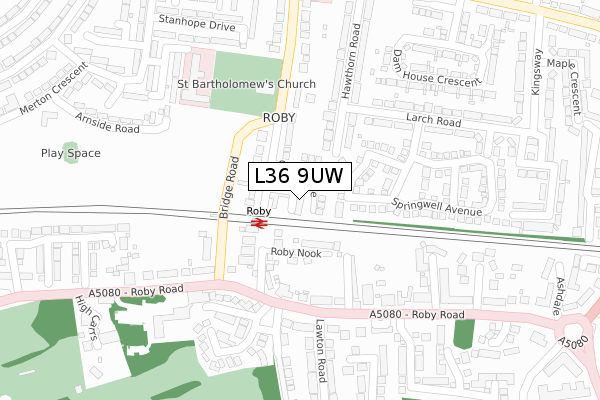 L36 9UW map - large scale - OS Open Zoomstack (Ordnance Survey)