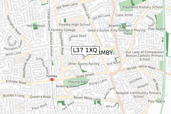 L37 1XQ map - small scale - OS Open Zoomstack (Ordnance Survey)