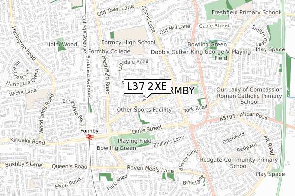 L37 2XE map - small scale - OS Open Zoomstack (Ordnance Survey)