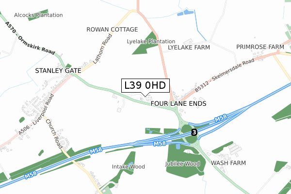 L39 0HD map - small scale - OS Open Zoomstack (Ordnance Survey)
