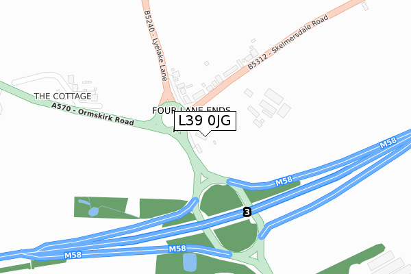 L39 0JG map - large scale - OS Open Zoomstack (Ordnance Survey)
