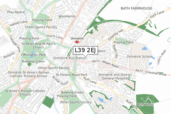 L39 2EJ map - small scale - OS Open Zoomstack (Ordnance Survey) L39 2EJ map - small scale - OS Open Zoomstack (Ordnance Survey)