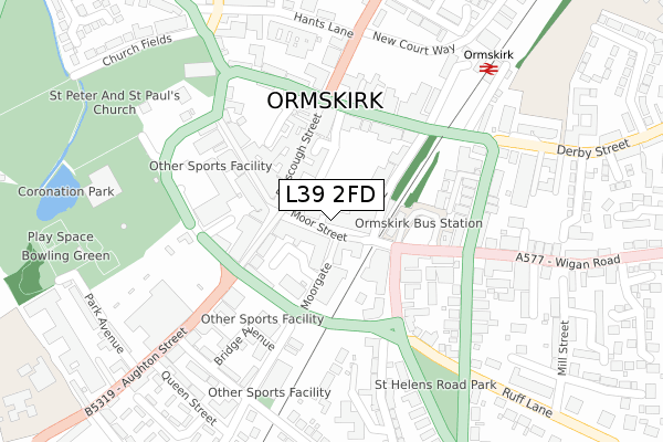 L39 2FD map - large scale - OS Open Zoomstack (Ordnance Survey)