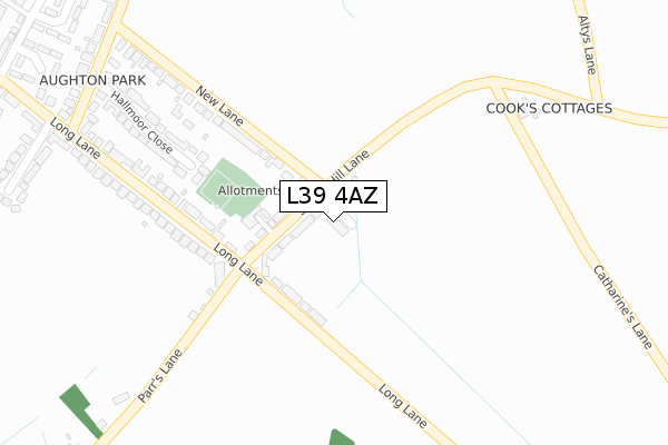 L39 4AZ map - large scale - OS Open Zoomstack (Ordnance Survey) L39 4AZ map - large scale - OS Open Zoomstack (Ordnance Survey)