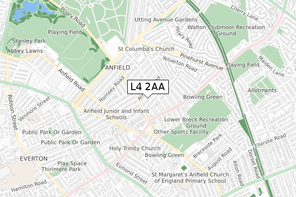 L4 2AA map - small scale - OS Open Zoomstack (Ordnance Survey)