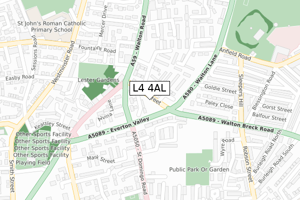 L4 4AL map - large scale - OS Open Zoomstack (Ordnance Survey)