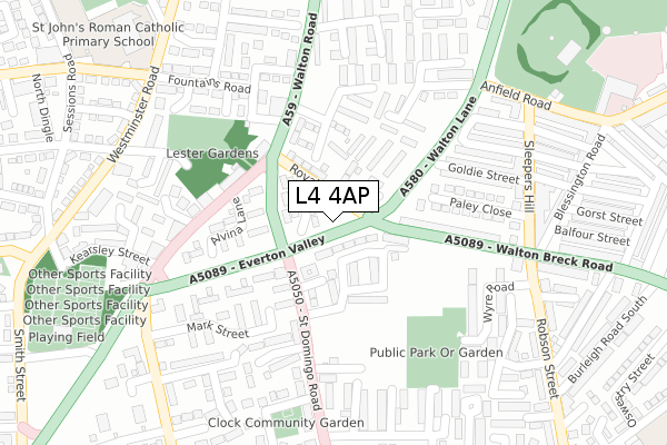 L4 4AP map - large scale - OS Open Zoomstack (Ordnance Survey)