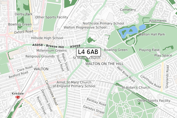 L4 6AB map - small scale - OS Open Zoomstack (Ordnance Survey)