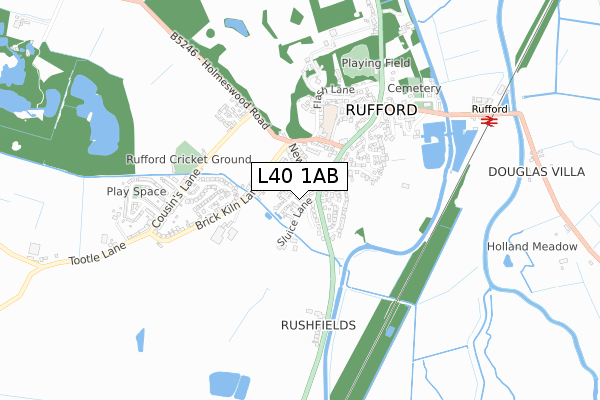 L40 1AB map - small scale - OS Open Zoomstack (Ordnance Survey)