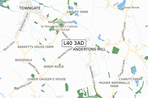 L40 3AD map - small scale - OS Open Zoomstack (Ordnance Survey)