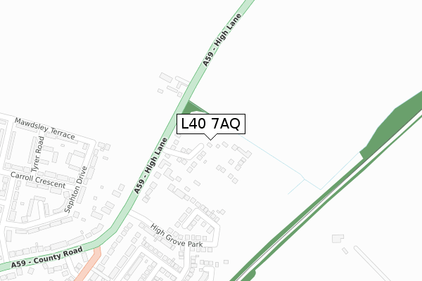 L40 7AQ map - large scale - OS Open Zoomstack (Ordnance Survey)