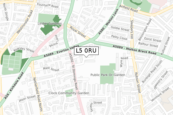 L5 0RU map - large scale - OS Open Zoomstack (Ordnance Survey)