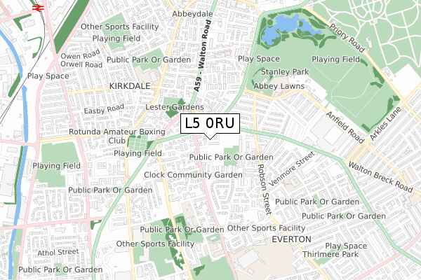 L5 0RU map - small scale - OS Open Zoomstack (Ordnance Survey)