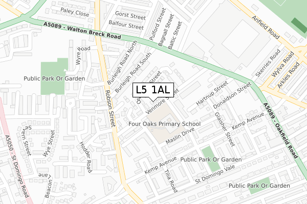 L5 1AL map - large scale - OS Open Zoomstack (Ordnance Survey)