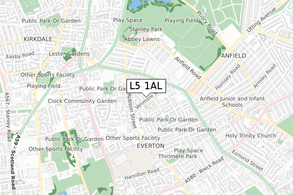 L5 1AL map - small scale - OS Open Zoomstack (Ordnance Survey)