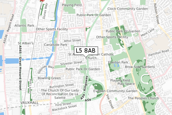 L5 8AB map - small scale - OS Open Zoomstack (Ordnance Survey)