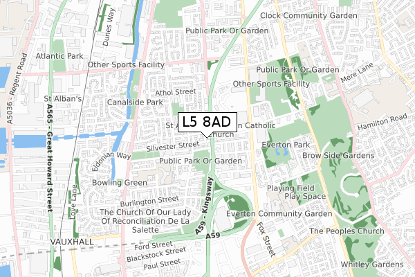 L5 8AD map - small scale - OS Open Zoomstack (Ordnance Survey)